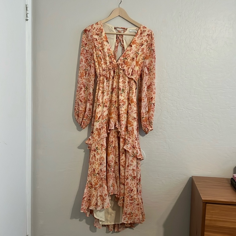 Lush long sleeved floral midi dress